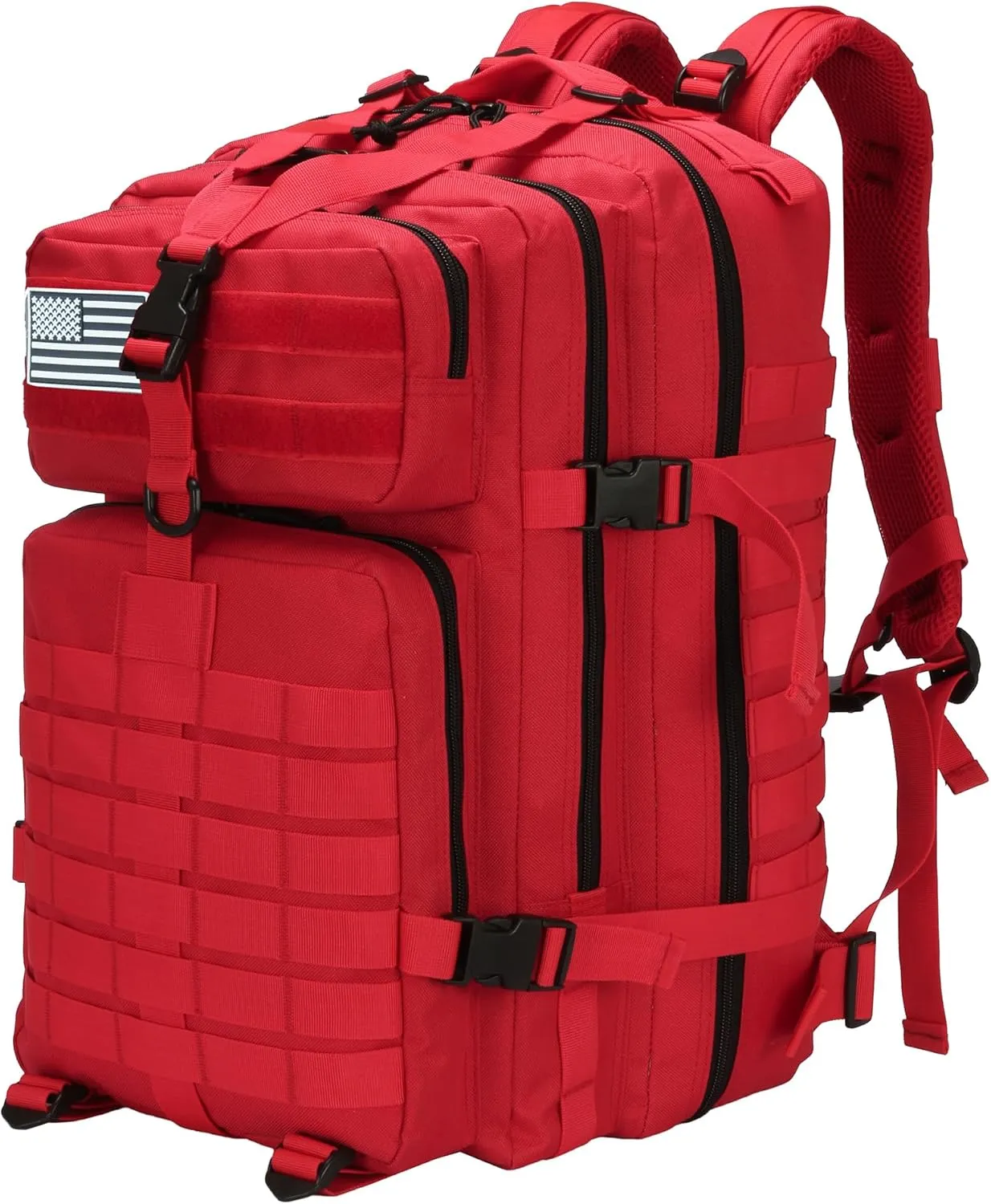 45L Tactical Backpack for Men & Women,Military Molle Rucksack with 900D Fabric,3-Day Bug Out Bag,Hiking Trekking Gym Emergency Survival Backpack(45L red)