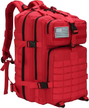 45L Tactical Backpack for Men & Women,Military Molle Rucksack with 900D Fabric,3-Day Bug Out Bag,Hiking Trekking Gym Emergency Survival Backpack(45L red)