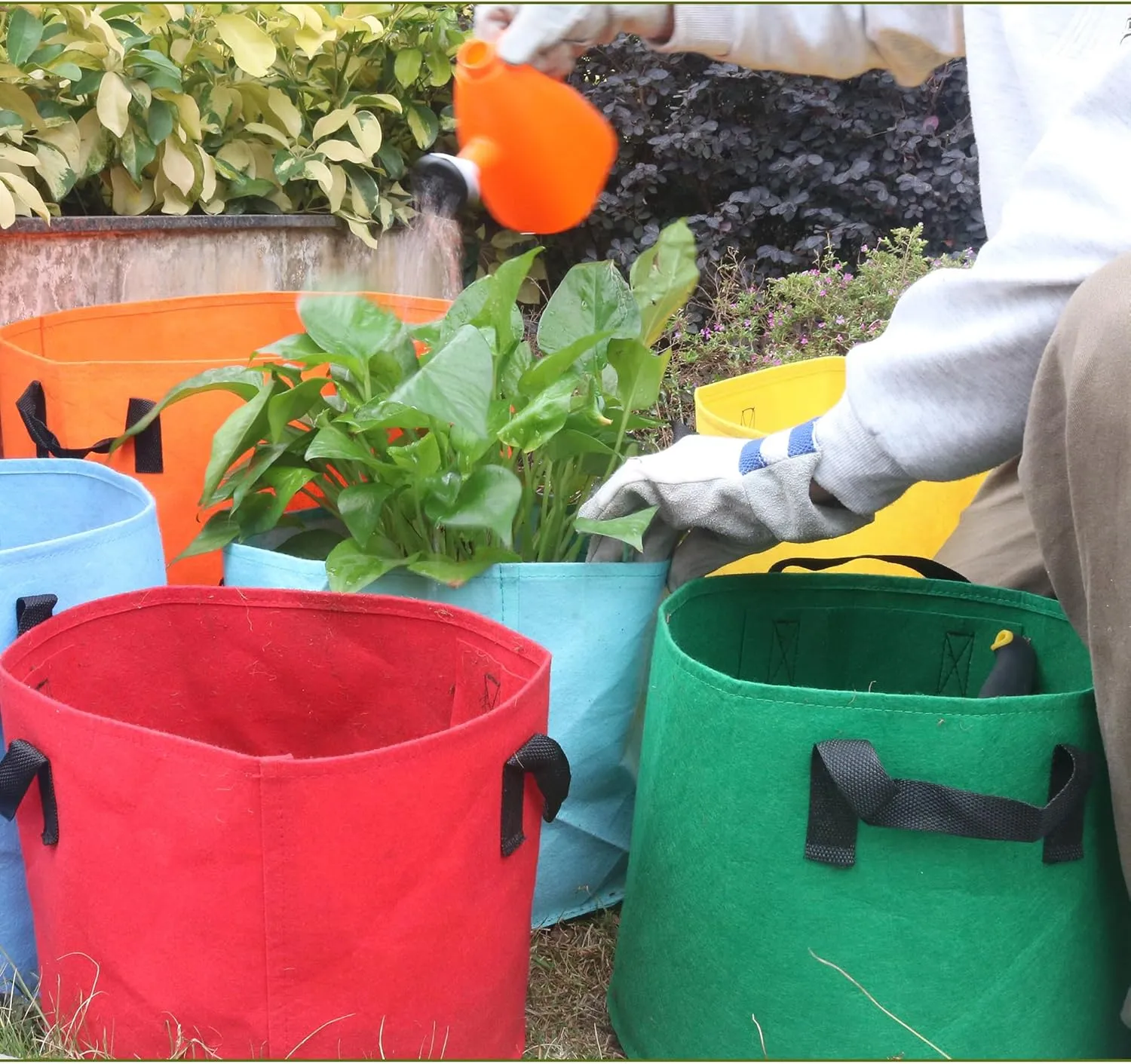 5-Gallon Fabric Grow Bags (7 Pack of Mix Colors) with Handles for Potato Tomato Flower and Vegetables