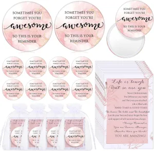 50 Set Mother's Day Inspirational Compact Mirror Gifts for Women Bulk Sometimes You Forget You're Awesome Makeup Pocket Mirror for Purse Motivational Cards for Nurse Coworker(Inspirational)