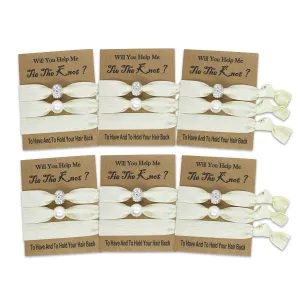 6 Packs Hair Tie Favors - Bridesmaid Proposal Gifts for Bachelorette Party, Bridal Shower, and Wedding (Beige)