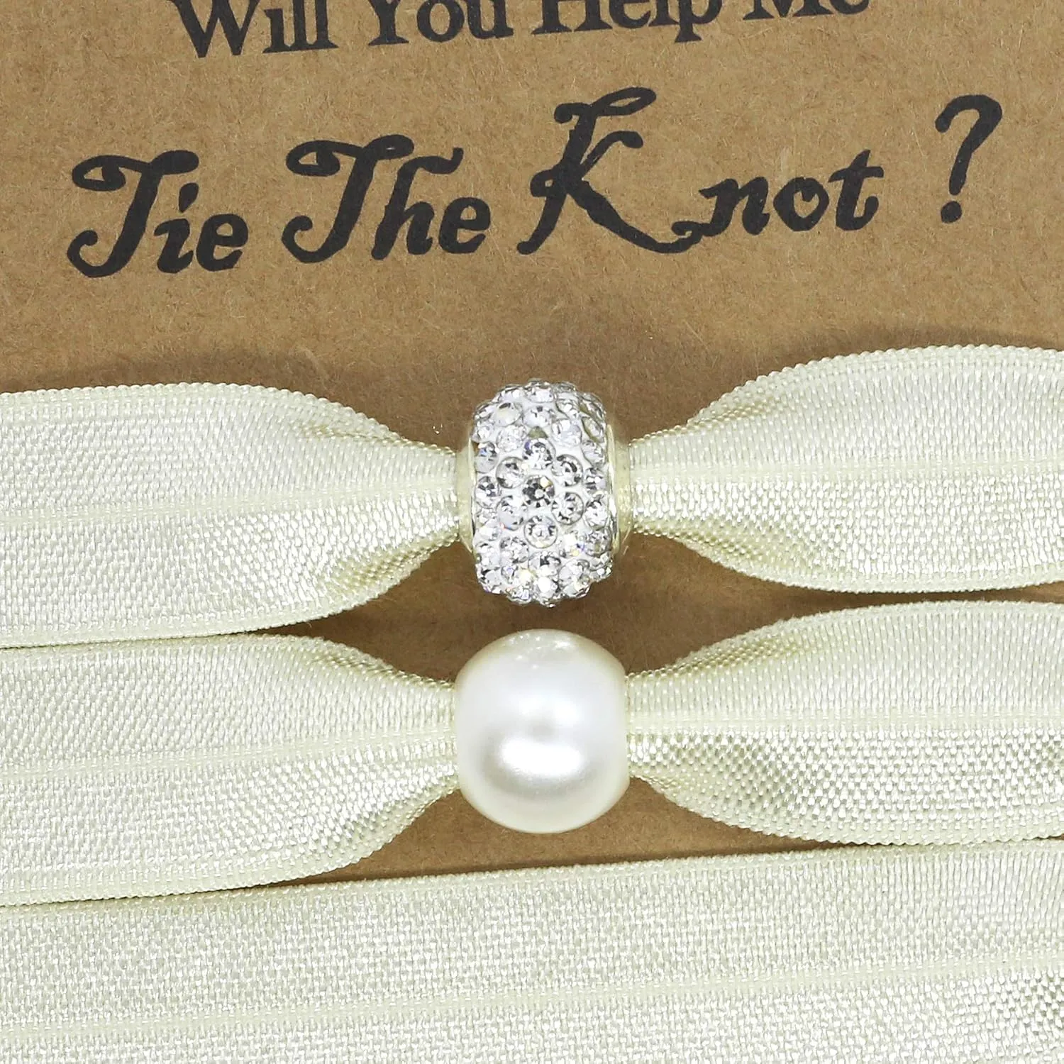 6 Packs Hair Tie Favors - Bridesmaid Proposal Gifts for Bachelorette Party, Bridal Shower, and Wedding (Beige)