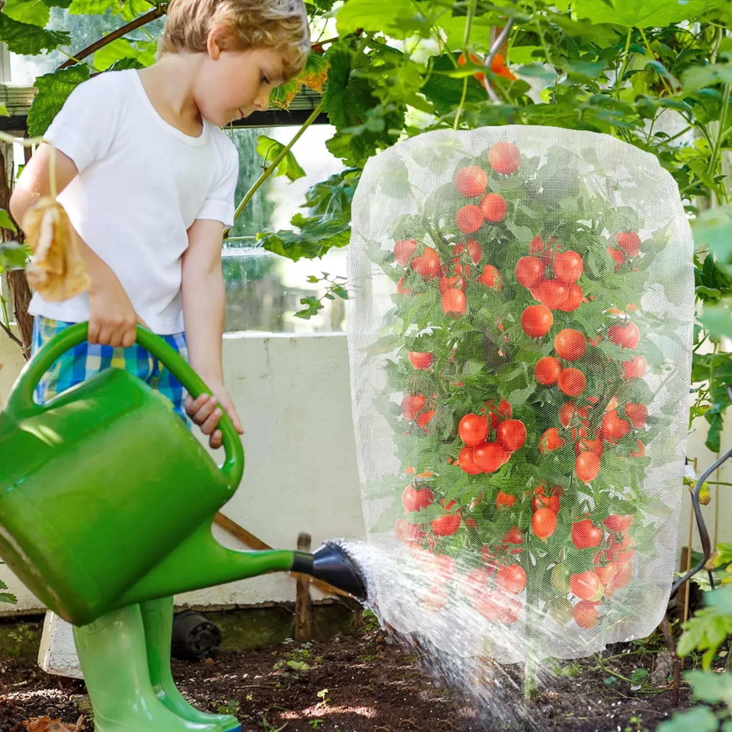 6 Pcs Garden Bird Netting, 4.6 x 4 Ft Insect Barrier Garden Mesh with Drawstring, Large Size Fruit Tree Netting Bags Plant Cover Protect Blueberry, Vegetables, Flower from Insect Bugs Bird