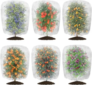 6 Pcs Garden Bird Netting, 4.6 x 4 Ft Insect Barrier Garden Mesh with Drawstring, Large Size Fruit Tree Netting Bags Plant Cover Protect Blueberry, Vegetables, Flower from Insect Bugs Bird