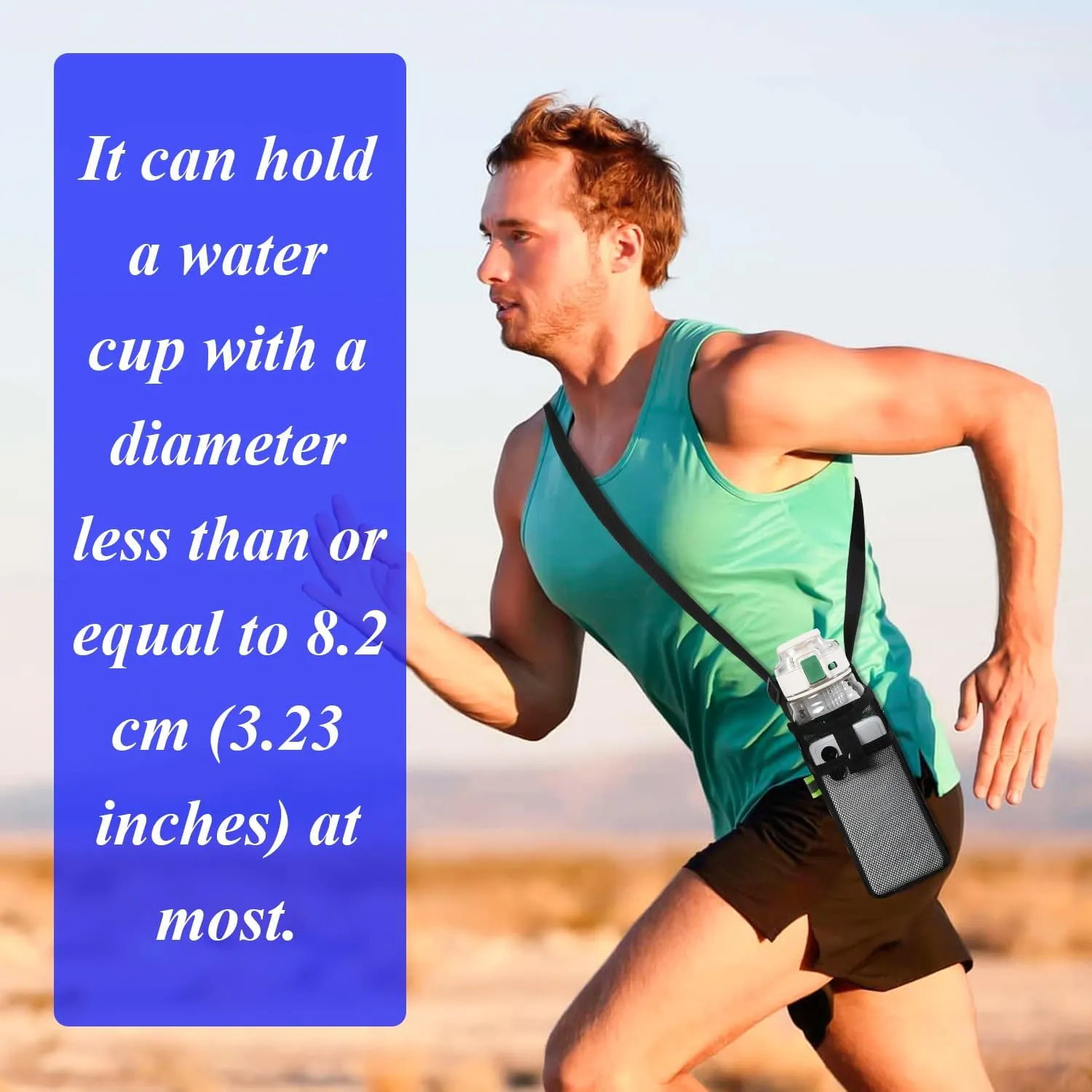 6Pcs Water Bottle Holder with Strap, Mesh Water Bottle Bag Carrier with Adjustable Shoulder, Water Bottle Carrier with Strap and Pouch for Walking and Travelling