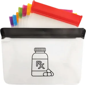 7 Piece Set Zipper Pill Pouch Organizers, Daily Purpose & Travel, Color-Coded Vitamin & Medicine Bags, Air tight Zip, Organize Small Items Bags