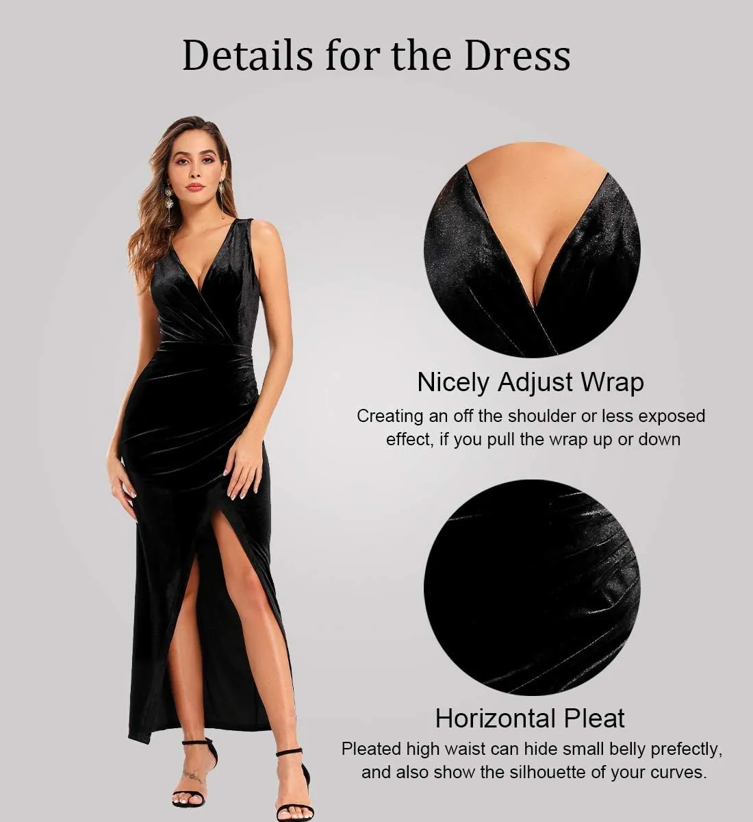 Ababalaya Women's Luxurious Velvet Long Bridesmaid Dresses Formal Dresses for Winter/Fall Wedding