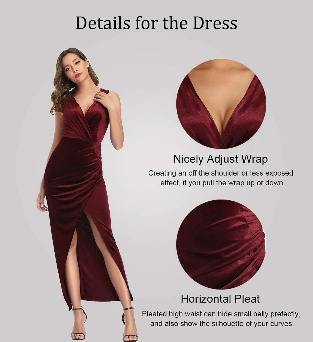 Ababalaya Women's Luxurious Velvet Long Bridesmaid Dresses Formal Dresses for Winter/Fall Wedding