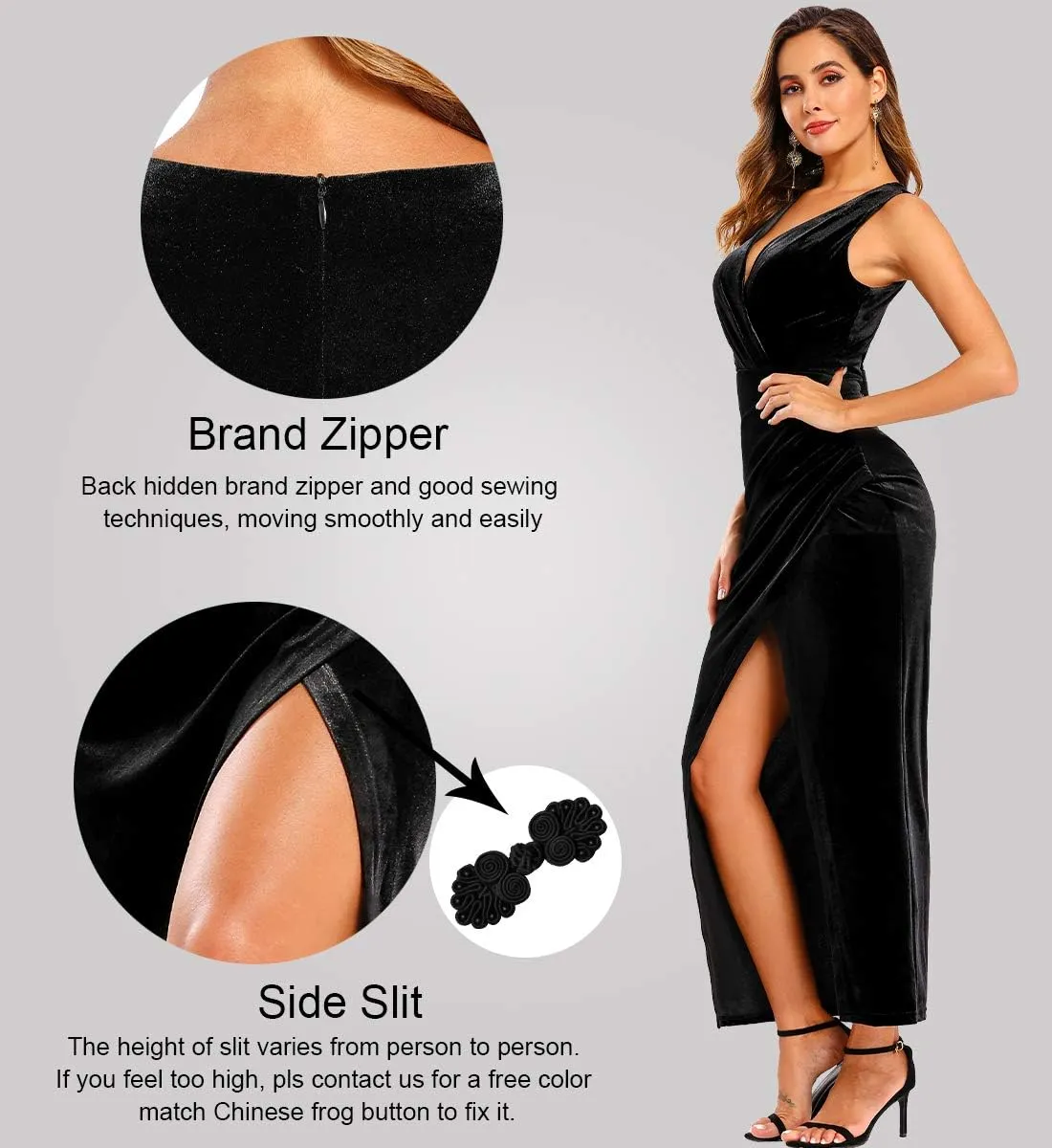 Ababalaya Women's Luxurious Velvet Long Bridesmaid Dresses Formal Dresses for Winter/Fall Wedding