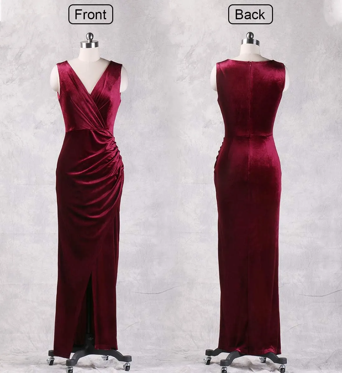Ababalaya Women's Luxurious Velvet Long Bridesmaid Dresses Formal Dresses for Winter/Fall Wedding