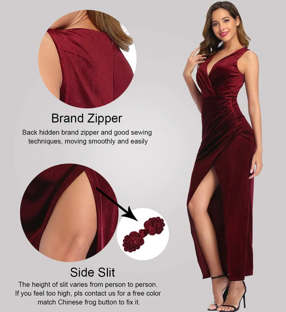 Ababalaya Women's Luxurious Velvet Long Bridesmaid Dresses Formal Dresses for Winter/Fall Wedding