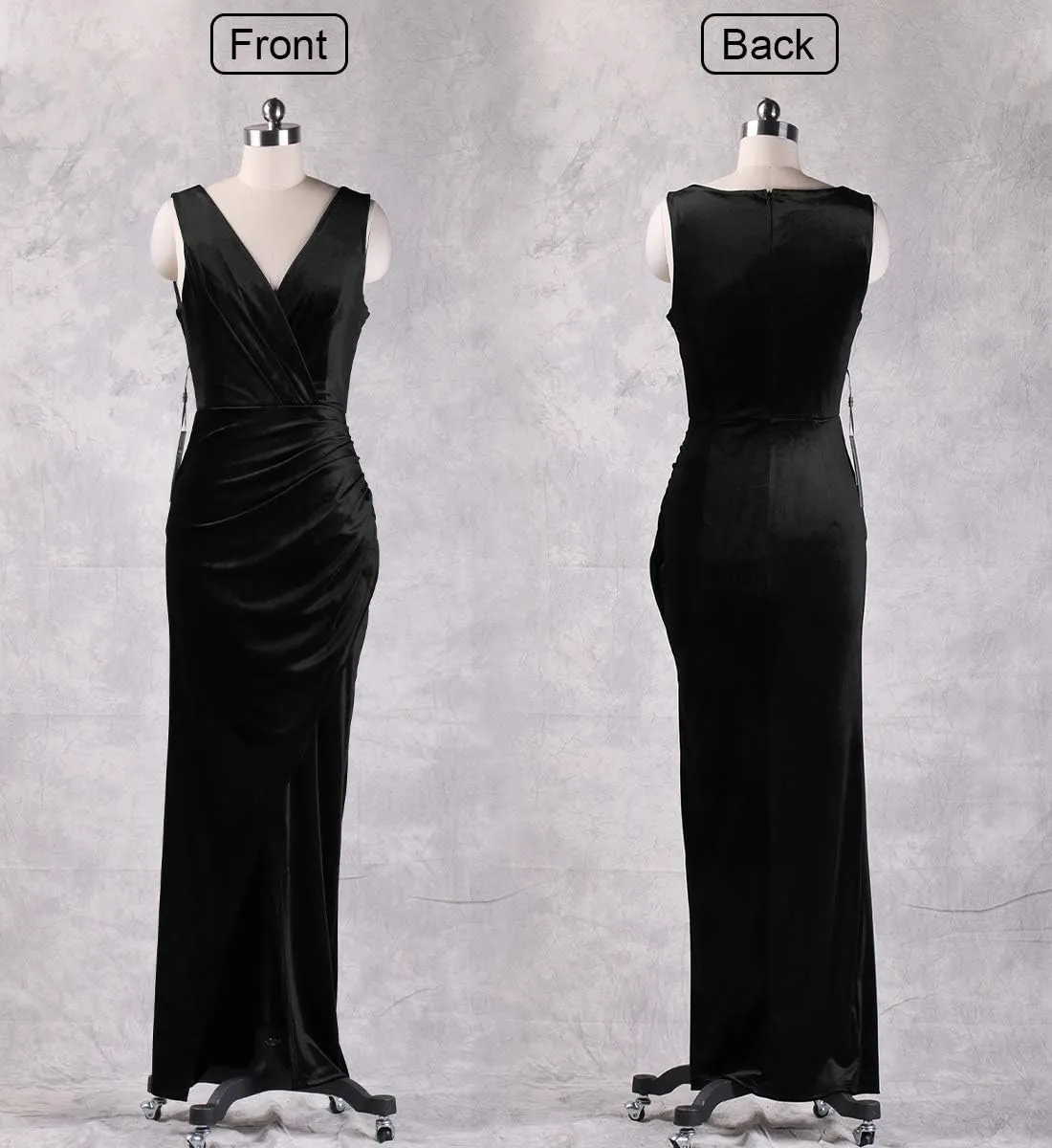 Ababalaya Women's Luxurious Velvet Long Bridesmaid Dresses Formal Dresses for Winter/Fall Wedding