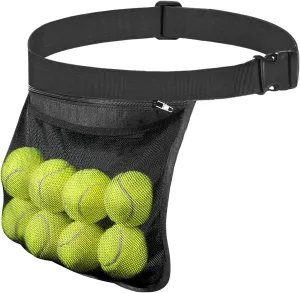 AccEncyc Tennis Ball Holder Ball Bag, Adjustable Pickleball Waist Pouch Holder, Pickleball Bags Holding 8-10 Tennis or Pickleball, Waist Hip Bag for Tennis, Cycling, Golf