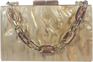 Acrylic Evening Clutch Purses for Women Unique Square Marbling Handbag with Beaded Handbag for Wedding Party Prom