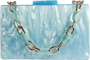 Acrylic Evening Clutch Purses for Women Unique Square Marbling Handbag with Beaded Handbag for Wedding Party Prom
