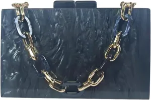 Acrylic Evening Clutch Purses for Women Unique Square Marbling Handbag with Beaded Handbag for Wedding Party Prom