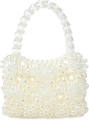 Acrylic Pearl Beaded Handbag Floral Evening Clutch Bag for Wedding Party