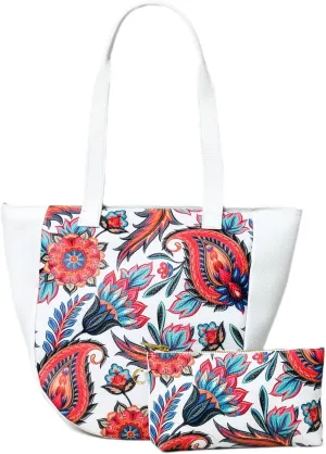 ADYAN Handmade Full Grain Soft Leather Floral Printed Shoulder Tote Bag for Women
