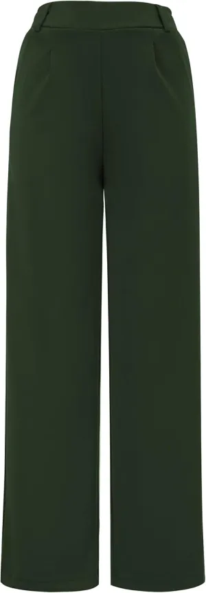 AFITNE Womens Wide Leg Work Pants High Waist Pull On Dress Pants Elastic Waistband Casual Slacks with Thick Fabric