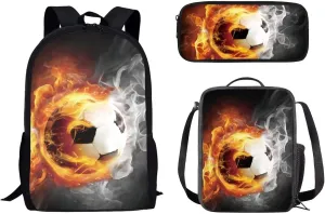 AFPANQZ Kids Backpack 3 Pieces Set Large Capacity School Bags with Heat Insulated Lunch Bags Small Pencil Bags 3 Pack