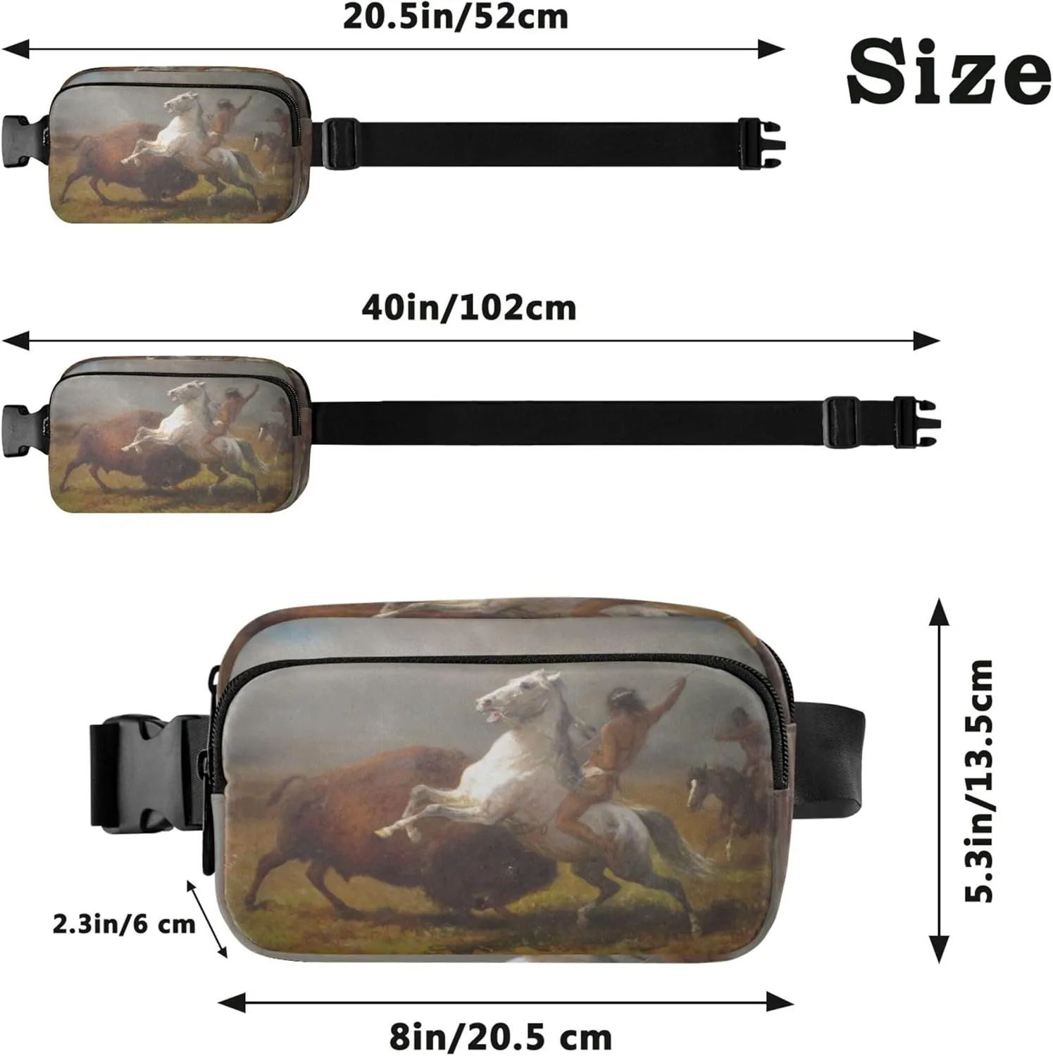 Albert Bierstadt Study Last Buffalo Women Fanny Packs Waterproof Belt Bag Hip Pack Cute Travel Waist Pack for Men