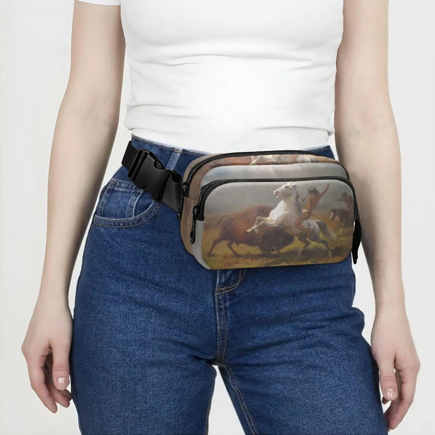 Albert Bierstadt Study Last Buffalo Women Fanny Packs Waterproof Belt Bag Hip Pack Cute Travel Waist Pack for Men