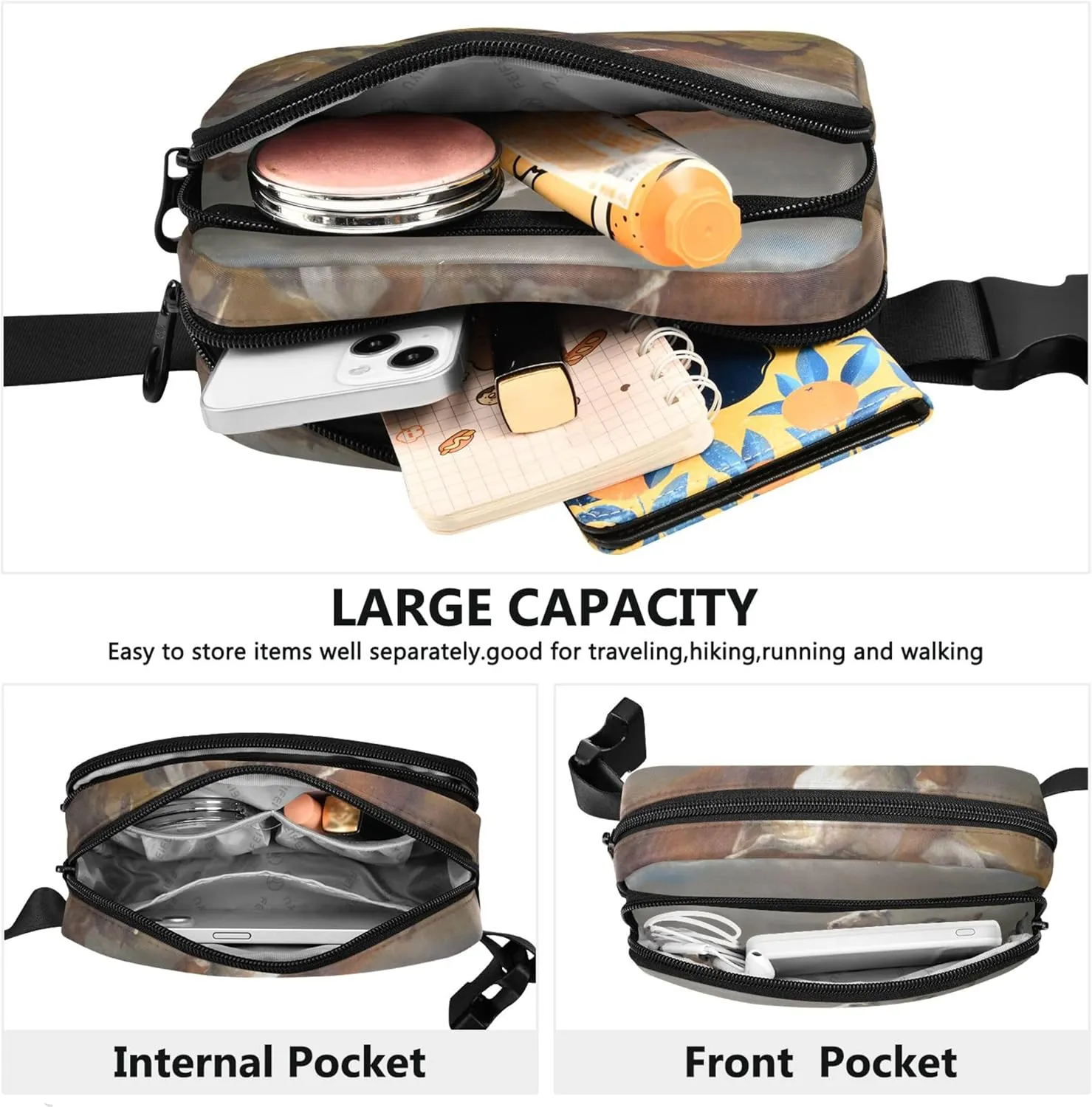 Albert Bierstadt Study Last Buffalo Women Fanny Packs Waterproof Belt Bag Hip Pack Cute Travel Waist Pack for Men