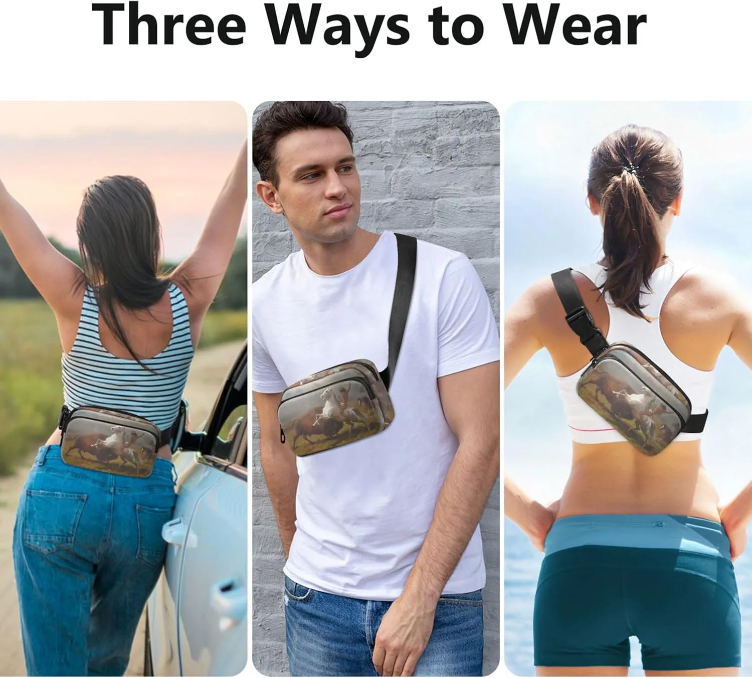 Albert Bierstadt Study Last Buffalo Women Fanny Packs Waterproof Belt Bag Hip Pack Cute Travel Waist Pack for Men
