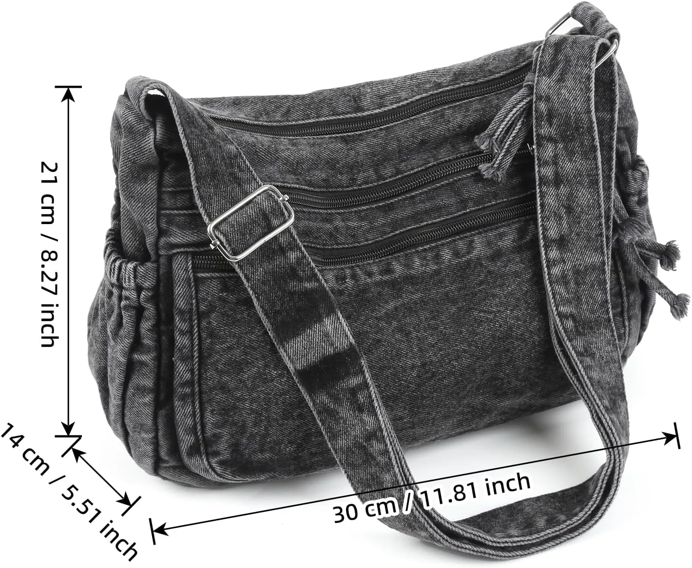 ALUSBELL Large Denim Tote Bag for Women Lightweight Denim Purses Jean Shoulder Bag Retro Crossbody Handbags