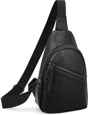 ALYSSA Large Sling Bag for Women Faux Leather Crossbody Fanny Pack Purse Backpack Trendy Cross Body Purses, Hibiscus