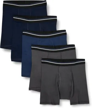Amazon Essentials Men's Underwear Boxer Briefs, Comfortable Cotton, Tag-Free, Pack of 5