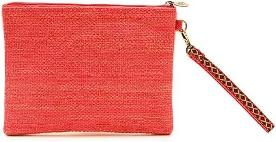 America & Beyond Beaded Monogram Pouch – Handmade Tufted Embroidery Organizer, Zip Clutch for Makeup, Travel, Essentials (P)