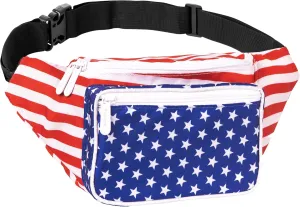 American Flag - 4th of July Fanny Pack Belt bag - Crossbody Waist Bag for Men or Women - Hands-Free, Waterproof Large Bumbag for Hiking, Running, and Travel
