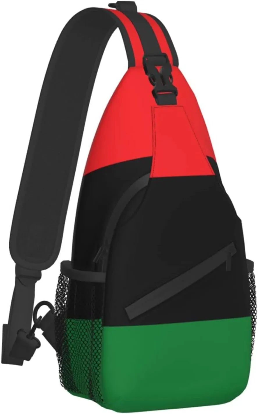 AMRANDOM Sling Bag Sling Backpack Crossbody Chest Bag Daypack for Hiking Travel (Black Lives Matter Flag African American Flag)