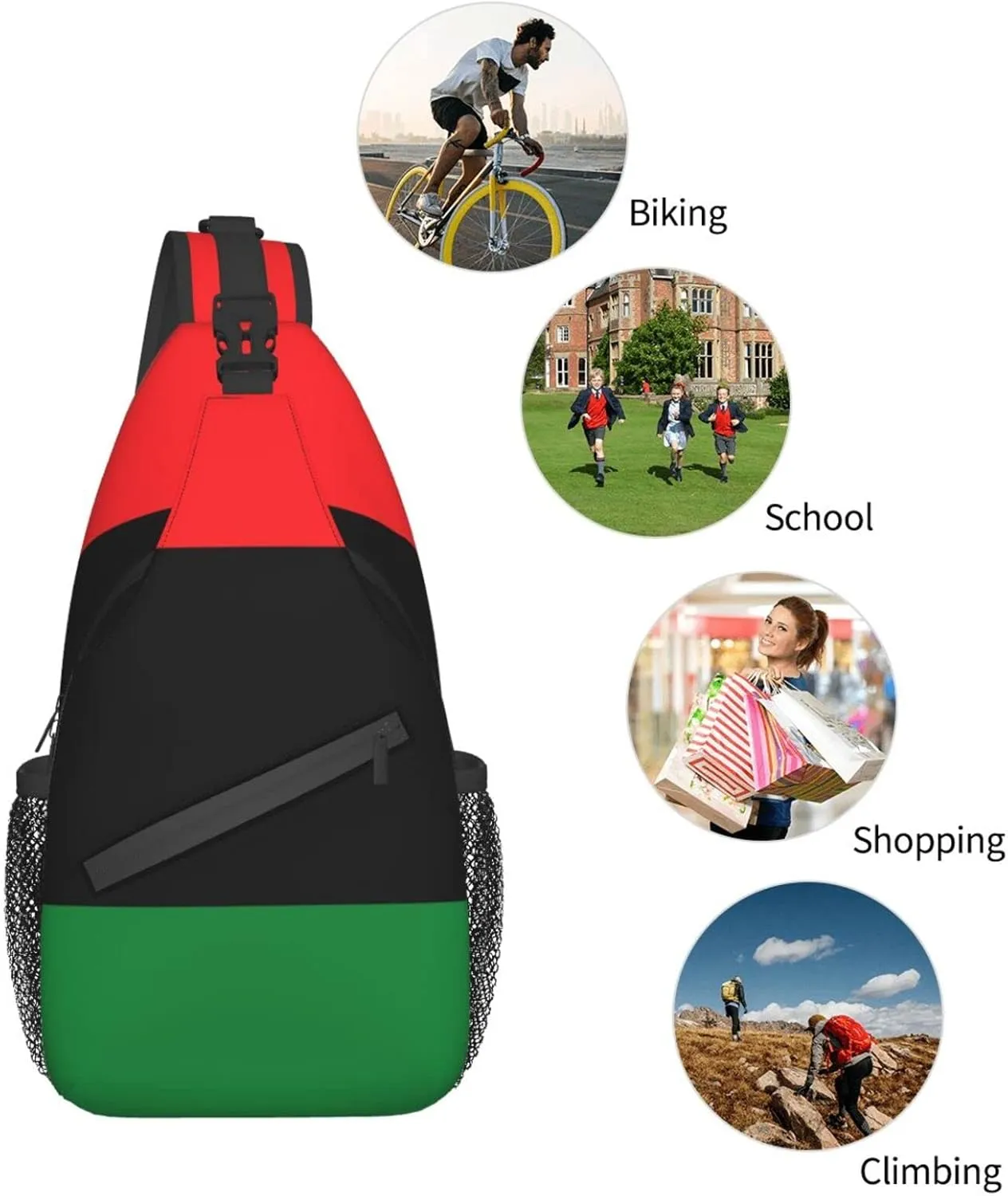 AMRANDOM Sling Bag Sling Backpack Crossbody Chest Bag Daypack for Hiking Travel (Black Lives Matter Flag African American Flag)