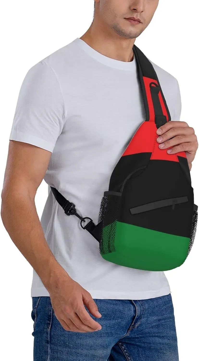 AMRANDOM Sling Bag Sling Backpack Crossbody Chest Bag Daypack for Hiking Travel (Black Lives Matter Flag African American Flag)