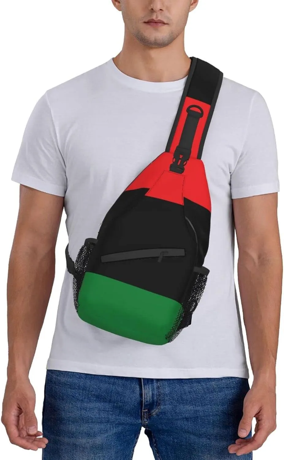 AMRANDOM Sling Bag Sling Backpack Crossbody Chest Bag Daypack for Hiking Travel (Black Lives Matter Flag African American Flag)
