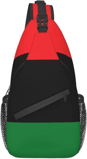 AMRANDOM Sling Bag Sling Backpack Crossbody Chest Bag Daypack for Hiking Travel (Black Lives Matter Flag African American Flag)