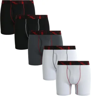 AND1 Mens Boxer Briefs - 5 Pack Stretch Performance Mens Underwear Boxers with Functional Fly Pouch (Sizes: S-3XL)