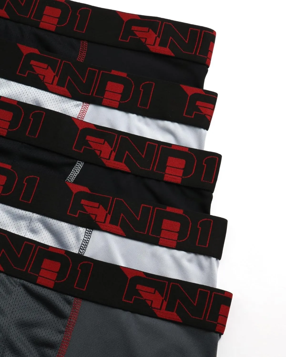 AND1 Mens Boxer Briefs - 5 Pack Stretch Performance Mens Underwear Boxers with Functional Fly Pouch (Sizes: S-3XL)