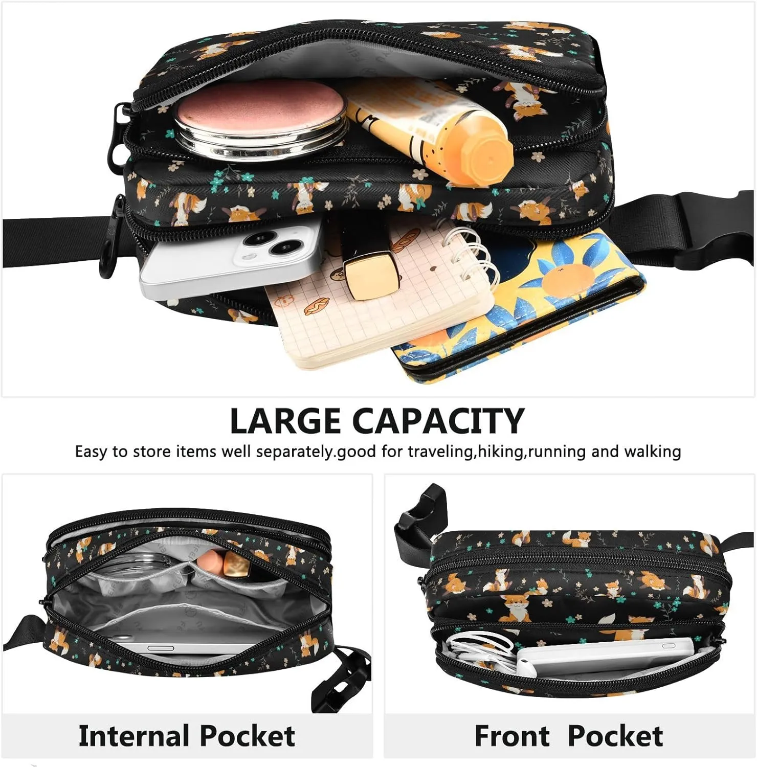 Animal Fanny Pack for Men Women Belt Bag Waterproof Waist Bags With Adjustable Straps Presents for Travel Sports Workout