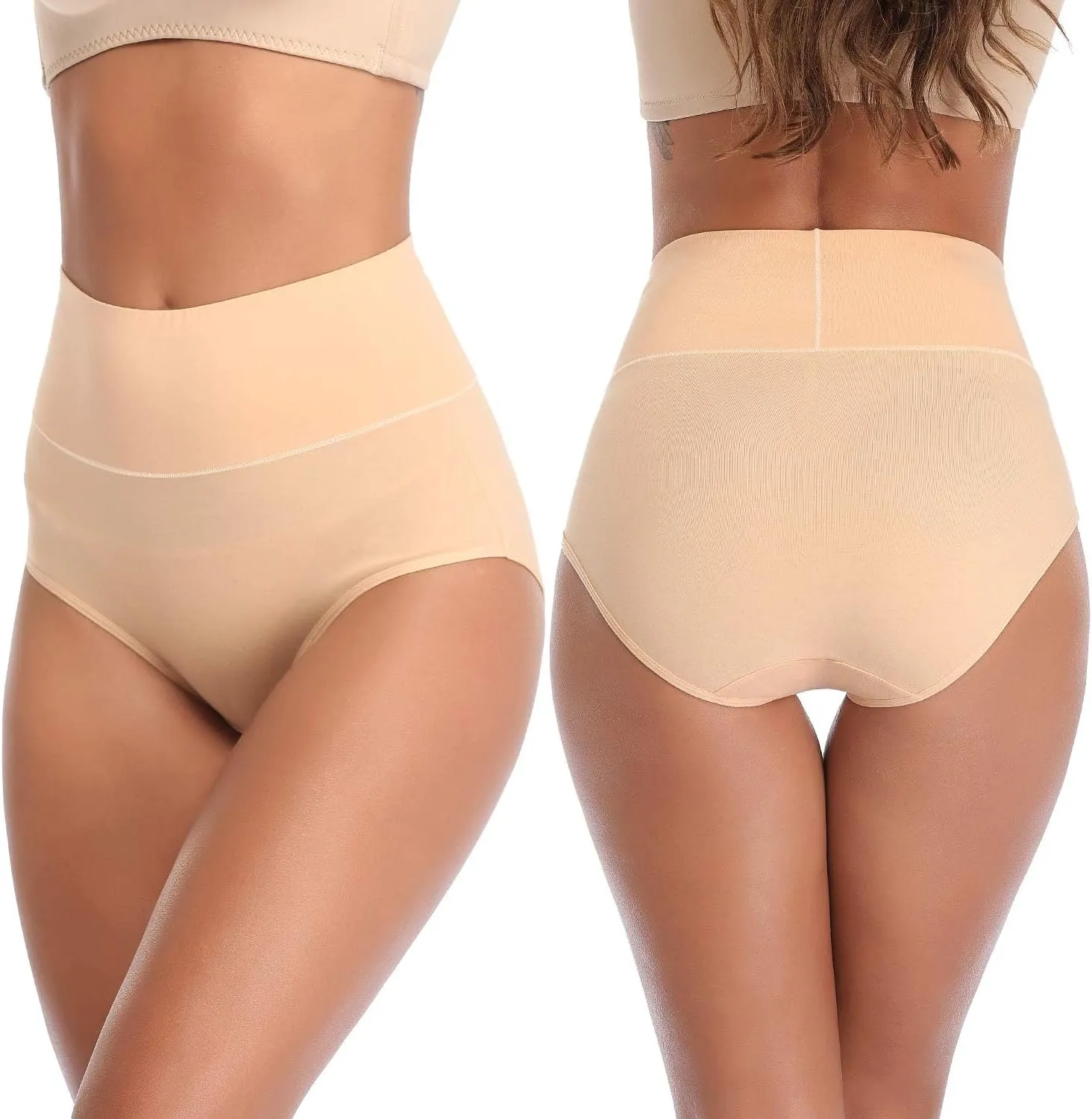 ANNYISON Womens Underwear, Soft Cotton High Waist Breathable Solid Color Briefs Panties for Women