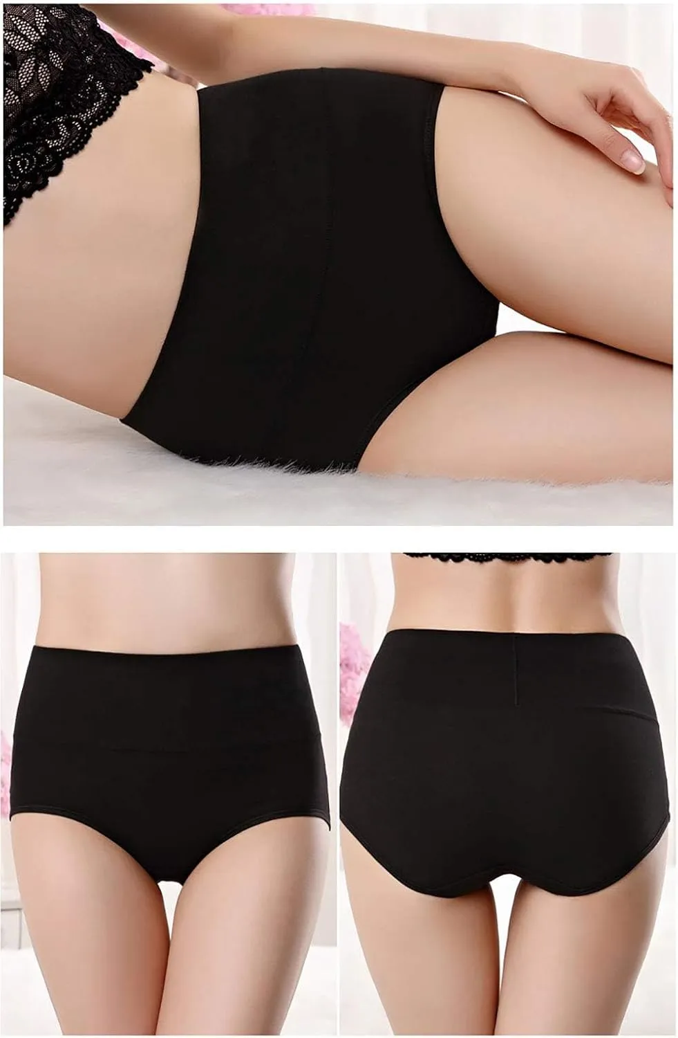 ANNYISON Womens Underwear, Soft Cotton High Waist Breathable Solid Color Briefs Panties for Women