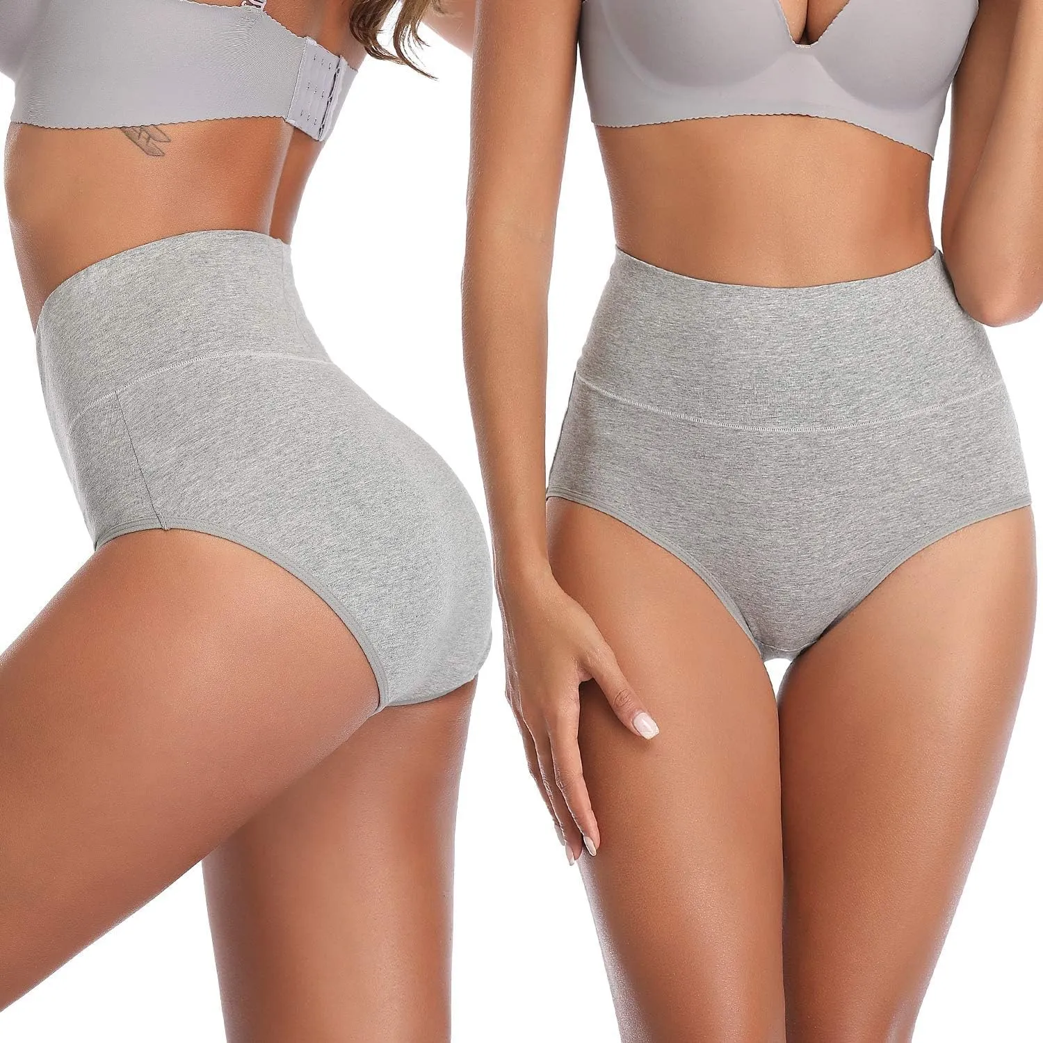 ANNYISON Womens Underwear, Soft Cotton High Waist Breathable Solid Color Briefs Panties for Women
