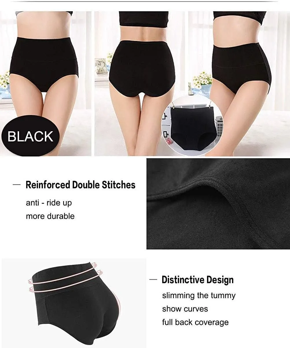 ANNYISON Womens Underwear, Soft Cotton High Waist Breathable Solid Color Briefs Panties for Women