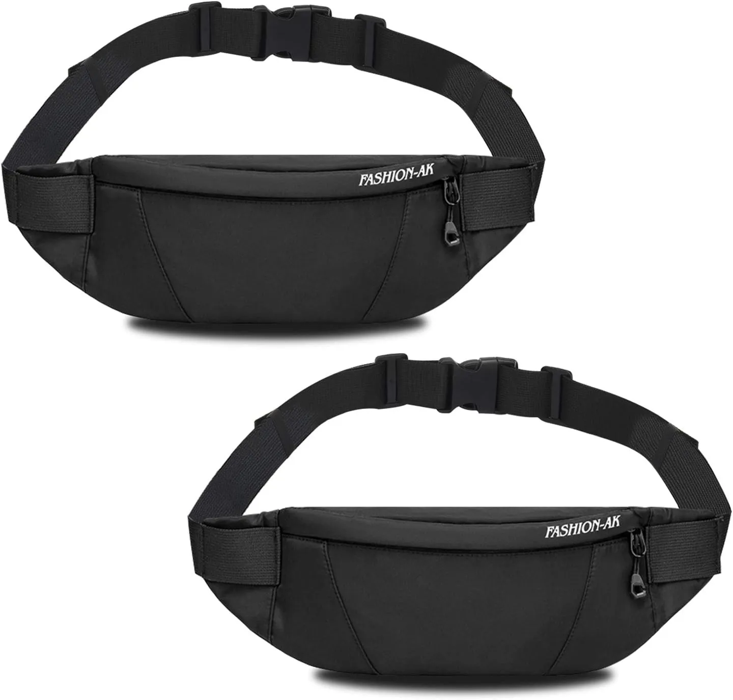 ANRUI Small Fanny Pack for Men & Women, Crossbody Bag with Adjustable Strap Plus Long Waist Bag For Women,Small Waist Pack for Sports Hiking Running-Black