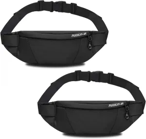 ANRUI Small Fanny Pack for Men & Women, Crossbody Bag with Adjustable Strap Plus Long Waist Bag For Women,Small Waist Pack for Sports Hiking Running-Black