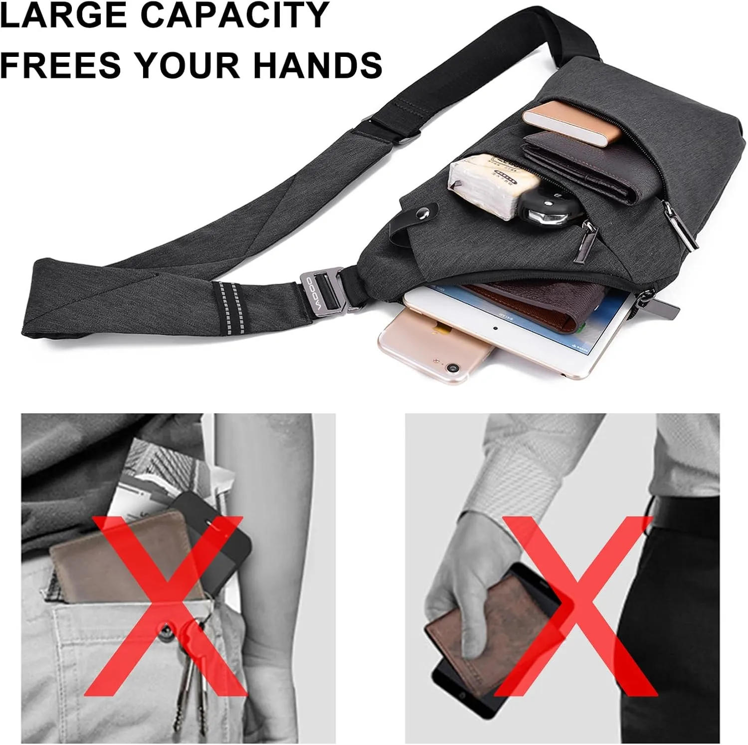 Anti-Theft Crossbody Bags for Women, Shoulder Sling Bag for Men Lightweight Cross Body Purses for Hiking Travel