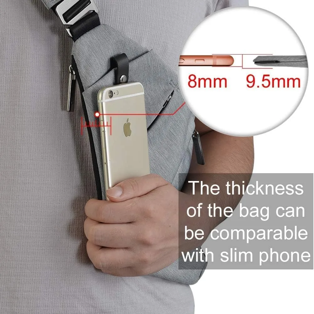Anti Theft Crossbody Bags Sling Bag for Women Men Waterproof Wander Bag for Sports and Travel. (1-Grey, Small)