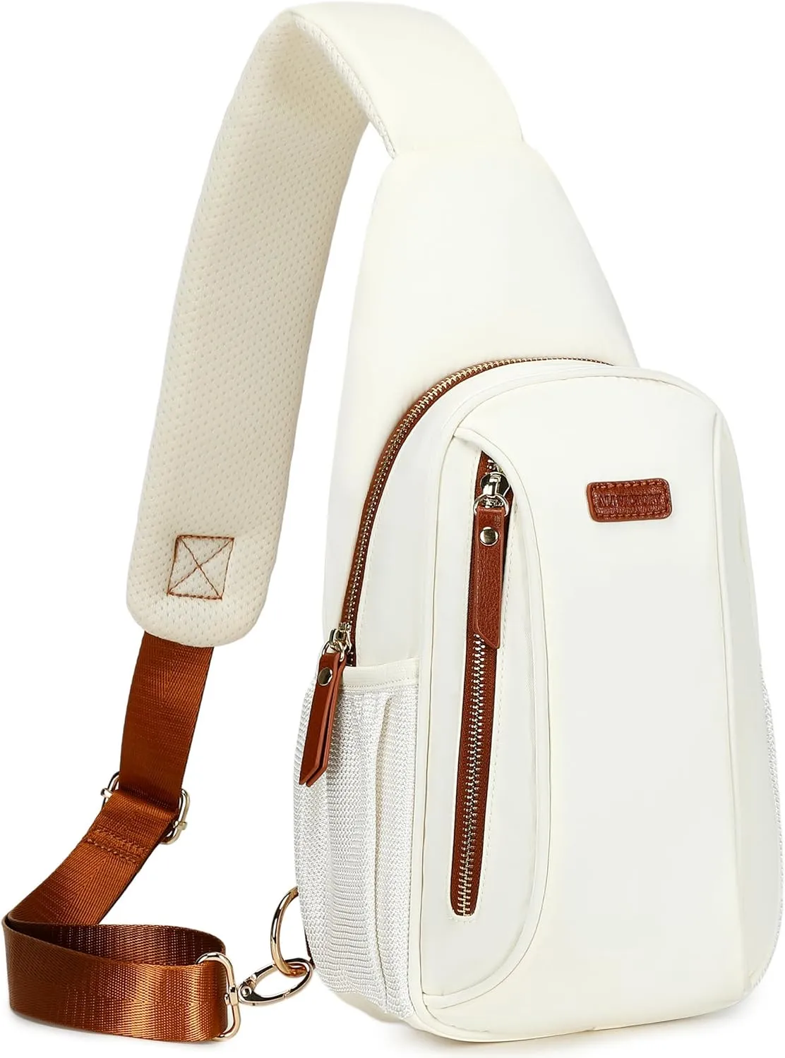 AO ALI VICTORY Crossbody Bags for Women Waterproof Nylon Cross Body Travel Shoulder Handbags Anti Theft Lady Chest Purse Casual Fanny Pack Light Sling Backpack for Work Sport Running Hiking Off Beige